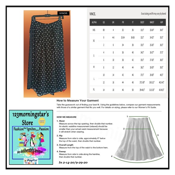 VINCE. NEW Mixed Dots Chiffon Overlay Midi Skirt S - Picture 12 of 12